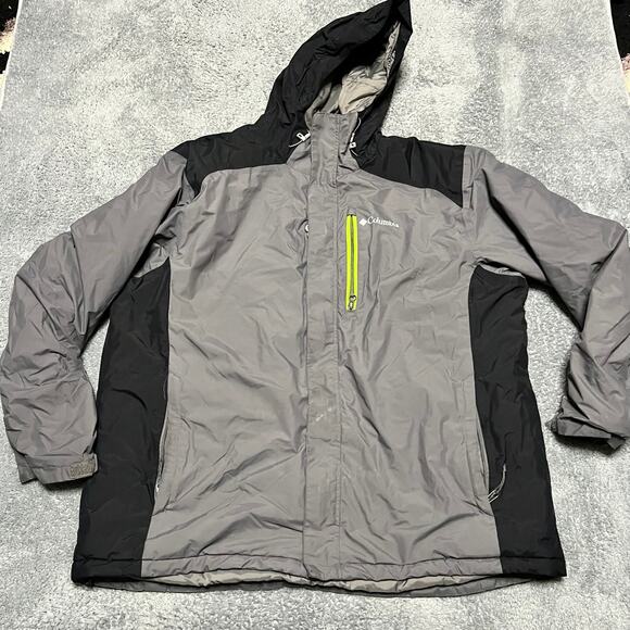 Columbia Coat Mens XXL Omni Heat Nylon Jacket Gray Hooded - Picture 1 of 10